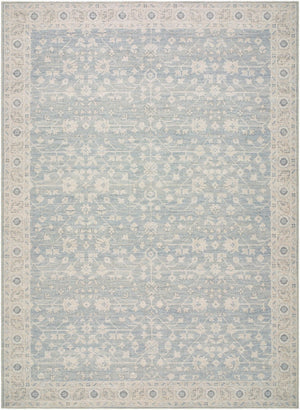 Livabliss Asha Traditional Polyester Jute Area Rug for Entryway Bedroom Low Pile Turkish Woven Sky Blue, White 9'1" x 12' NBAS2304-9112