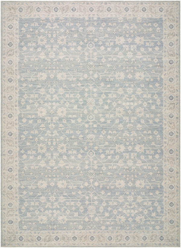 Livabliss Asha Traditional Polyester Jute Area Rug for Entryway Bedroom Low Pile Turkish Woven Sky Blue, White 9'1" x 12' NBAS2304-9112