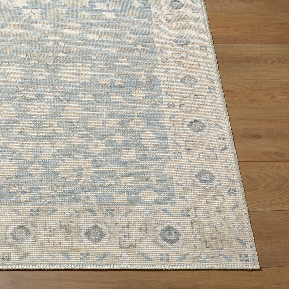 Livabliss Asha Traditional Polyester Jute Area Rug for Entryway Bedroom Low Pile Turkish Woven Sky Blue, White 9'1" x 12' NBAS2304-9112