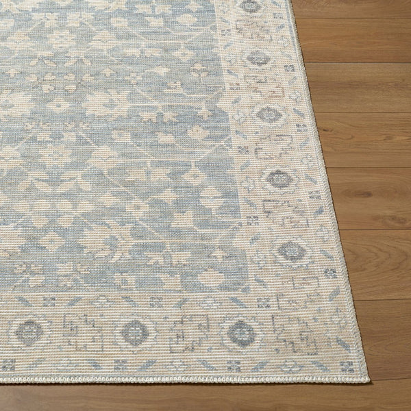 Livabliss Asha Traditional Polyester Jute Area Rug for Entryway Bedroom Low Pile Turkish Woven Sky Blue, White 9'1" x 12' NBAS2304-9112