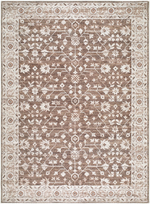 Livabliss Asha Machine Woven Jute Polyester Accent Rug Traditional Global Style for Entryways Dark Brown, Oat 1'10" x 2'11" NBAS2306-2211