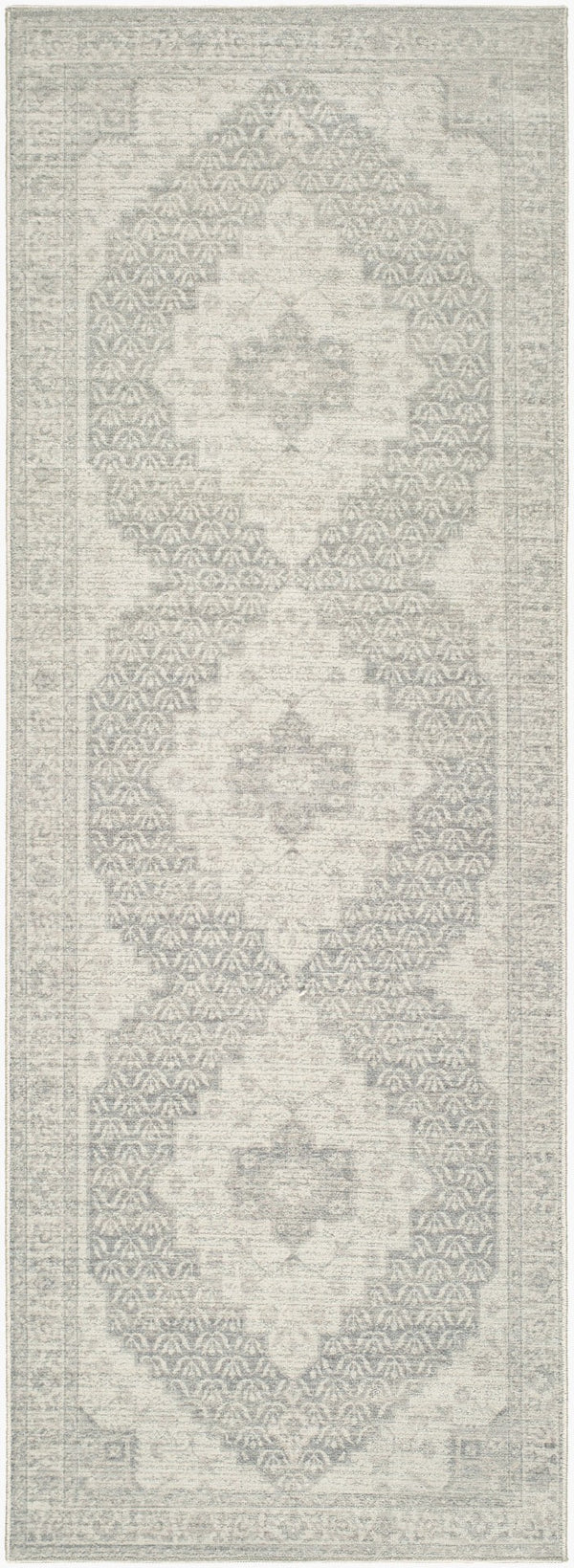 Livabliss Athiyo Traditional Pattern Cotton Blend Machine Woven Rug for Entryway or Bedroom Gray, Beige 2'6" x 7'3" NBAT2301-2673