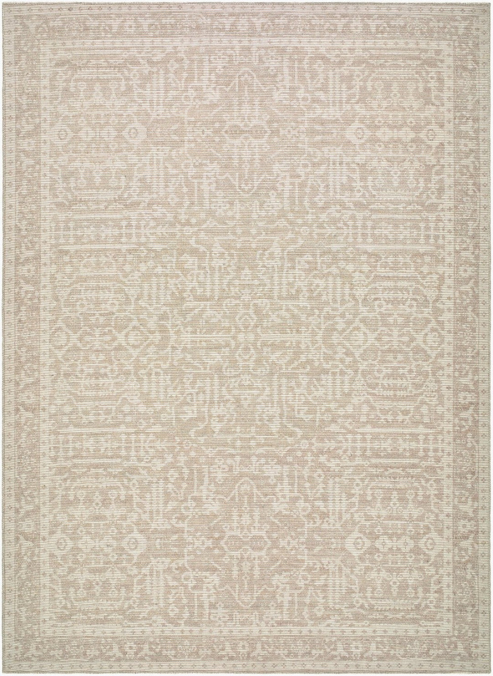 Livabliss Athiyo Jute Polyester Blend Low Pile Rug with Traditional Medallion Pattern for Entryways Oatmeal, White 9'1" x 12' NBAT2302-9112