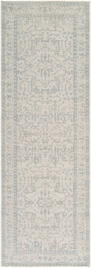Livabliss Athiyo Jute Blend Traditional Rug Machine Woven Low Pile for Entryways and Bedrooms Sky Blue, White 2'7" x 7'10" NBAT2304-27710