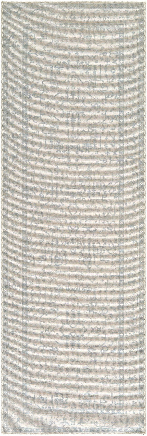 Livabliss Athiyo Jute Blend Traditional Rug Machine Woven Low Pile for Entryways and Bedrooms Sky Blue, White 2'7" x 7'10" NBAT2304-27710