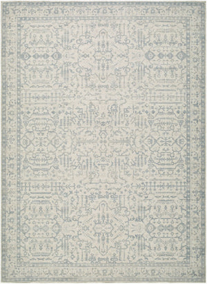 Livabliss Athiyo Jute Blend Traditional Rug Machine Woven Low Pile for Entryways and Bedrooms Sky Blue, White 7'10" x 10' NBAT2304-71010