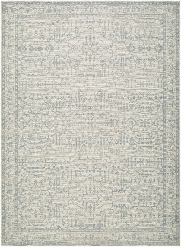 Livabliss Athiyo Jute Blend Traditional Rug Machine Woven Low Pile for Entryways and Bedrooms Sky Blue, White 7'10" x 10' NBAT2304-71010