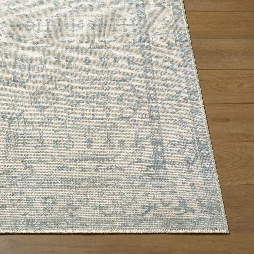 Livabliss Athiyo Jute Blend Traditional Rug Machine Woven Low Pile for Entryways and Bedrooms Sky Blue, White 7'10" x 10' NBAT2304-71010
