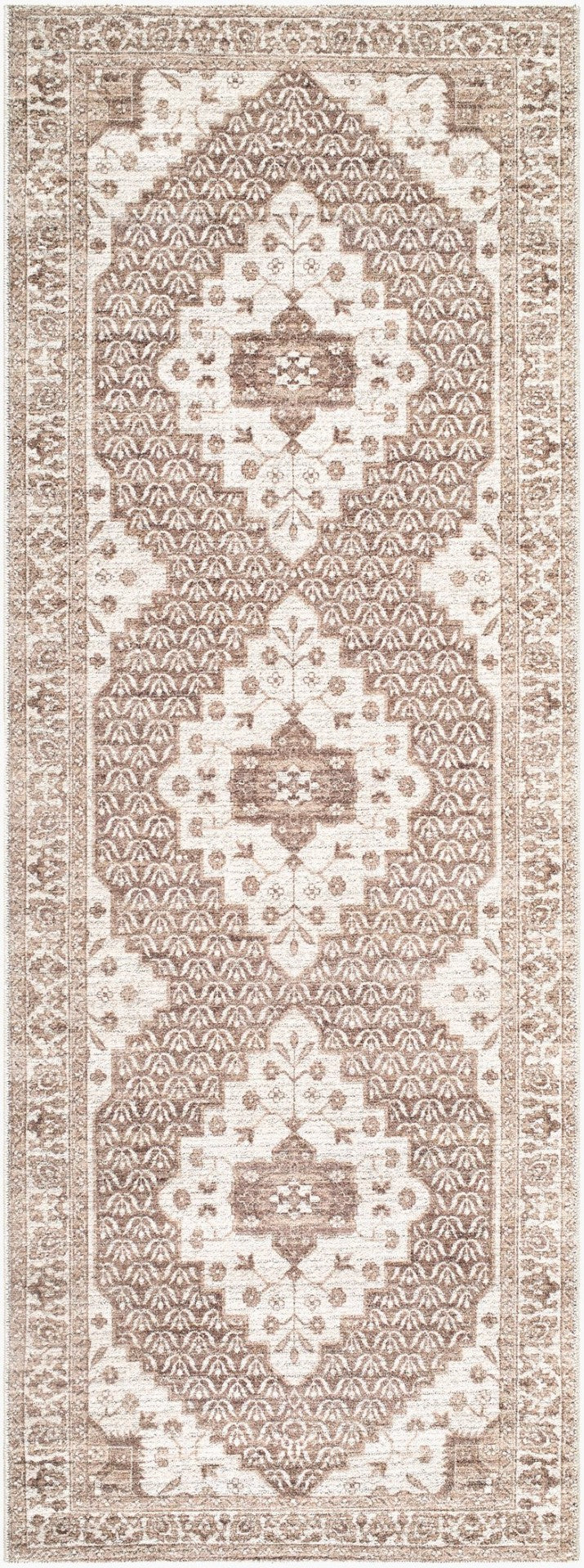 Livabliss Athiyo Machine Woven Cotton Blend Traditional Accent Rug for Entryway or Bedside Dark Brown, Oat 2'6" x 7'3" NBAT2305-2673