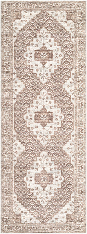 Livabliss Athiyo Machine Woven Cotton Blend Traditional Accent Rug for Entryway or Bedside Dark Brown, Oat 2'6" x 7'3" NBAT2305-2673
