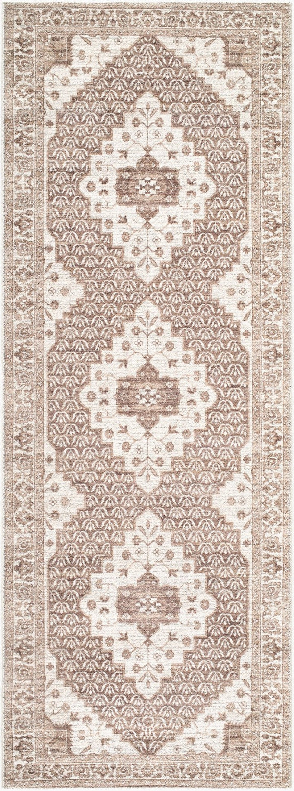 Livabliss Athiyo Machine Woven Cotton Blend Traditional Accent Rug for Entryway or Bedside Dark Brown, Oat 2'6" x 7'3" NBAT2305-2673