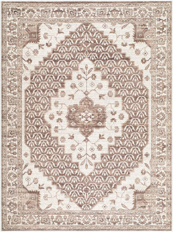 Livabliss Athiyo Machine Woven Cotton Blend Traditional Accent Rug for Entryway or Bedside Dark Brown, Oat 5'2" x 7' NBAT2305-527
