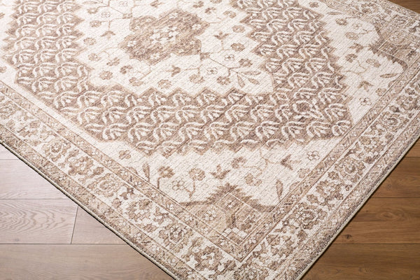 Livabliss Athiyo Machine Woven Cotton Blend Traditional Accent Rug for Entryway or Bedside Dark Brown, Oat 5'2" x 7' NBAT2305-527