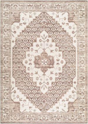 Livabliss Athiyo Machine Woven Cotton Blend Traditional Accent Rug for Entryway or Bedside Dark Brown, Oat 6'6" x 9' NBAT2305-669