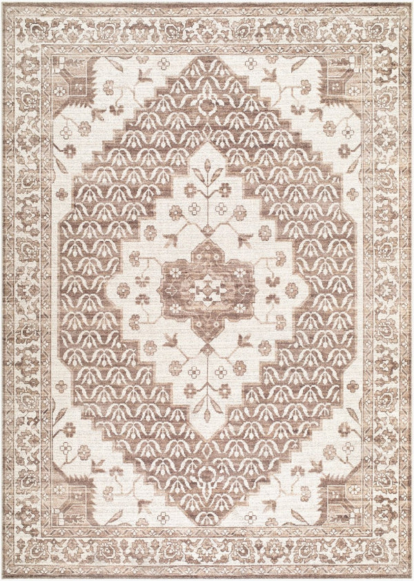 Livabliss Athiyo Machine Woven Cotton Blend Traditional Accent Rug for Entryway or Bedside Dark Brown, Oat 6'6" x 9' NBAT2305-669