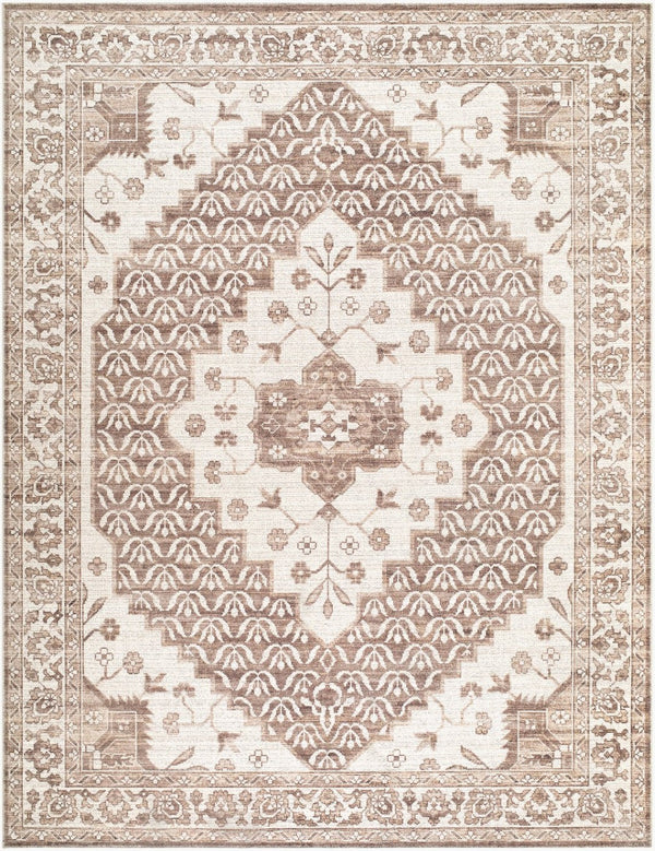 Livabliss Athiyo Machine Woven Cotton Blend Traditional Accent Rug for Entryway or Bedside Dark Brown, Oat 7'9" x 10' NBAT2305-7910