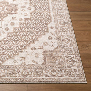 Livabliss Athiyo Machine Woven Cotton Blend Traditional Accent Rug for Entryway or Bedside Dark Brown, Oat 5'2" x 7' NBAT2305-527