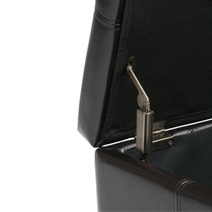 English Elm Dover Storage Ottoman Bench - Tanners Brown Faux Leather With Child-Safe Hinge For Stylish Storage B136P158204