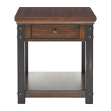 Homelegance By Top-Line Beniz Wood Finish End Table with Built-In Outlets Red Wood