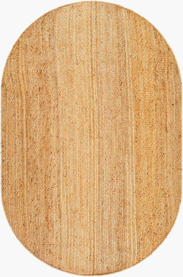 Livabliss Natural Jute Flatweave Area Rug Handwoven Braided Cottage Style for Living Rooms Tan 6' x 9' Oval NBD2300-69OV