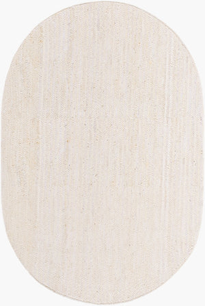 Livabliss Natural Jute Flatweave Area Rug Handwoven Braided Farmhouse Living Room Floor Cream 6' x 9' Oval NBD2301-69OV