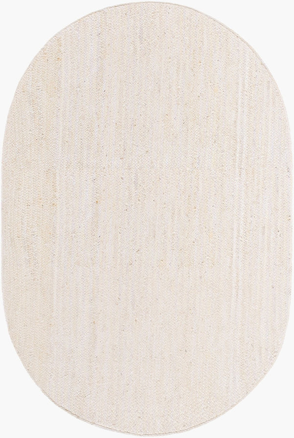 Livabliss Natural Jute Flatweave Area Rug Handwoven Braided Farmhouse Living Room Floor Cream 6' x 9' Oval NBD2301-69OV