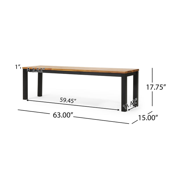 English Elm Lindsey Outdoor Acacia Wood Slat Bench with Metal Base for Patio and Garden Spaces 71986.00