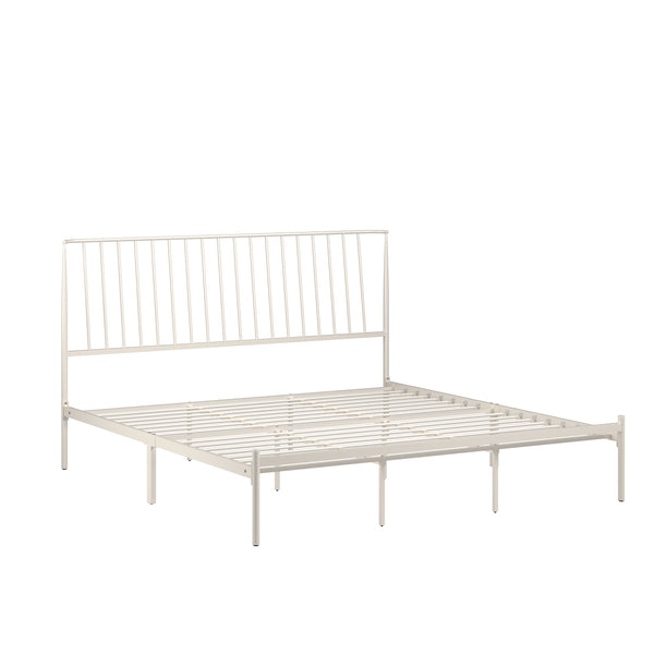 Homelegance By Top-Line Dante Metal Platform Bed with Curved Metal Headboard White Metal