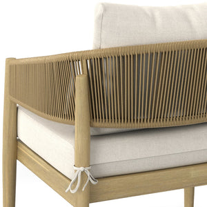 English Elm Bayshore Handcrafted Outdoor Conversation Chairs (Set of 2) – Acacia Wood, Weather‑Resistant Cushions, Natural Finish B136P159359