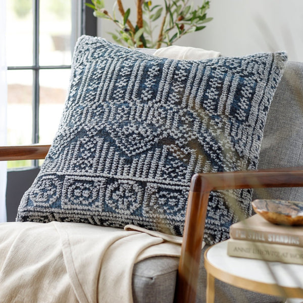 Surya Nobility Hand-knotted Accent Pillow Cotton Wool Rayon Blend Global Artisan Decor NBI003-2222