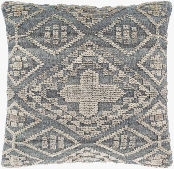 Surya Nobility 22” Luxury Accent Pillow - Elegant Traditional Style For Sofa Or Bed, Cozy & Durable Comfort Gray Rayon,Wool,Cotton,Cotton Nbi004-2222d