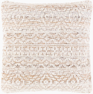 Surya Nobility 22” Luxury Accent Pillow - Elegant Traditional Style For Sofa Or Bed, Cozy & Durable Comfort Tan Wool,Polyester,Viscose,Cotton Nbi011-2222p