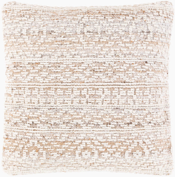 Surya Nobility 22” Luxury Accent Pillow - Elegant Traditional Style For Sofa Or Bed, Cozy & Durable Comfort Tan Wool,Polyester,Viscose,Cotton Nbi011-2222p