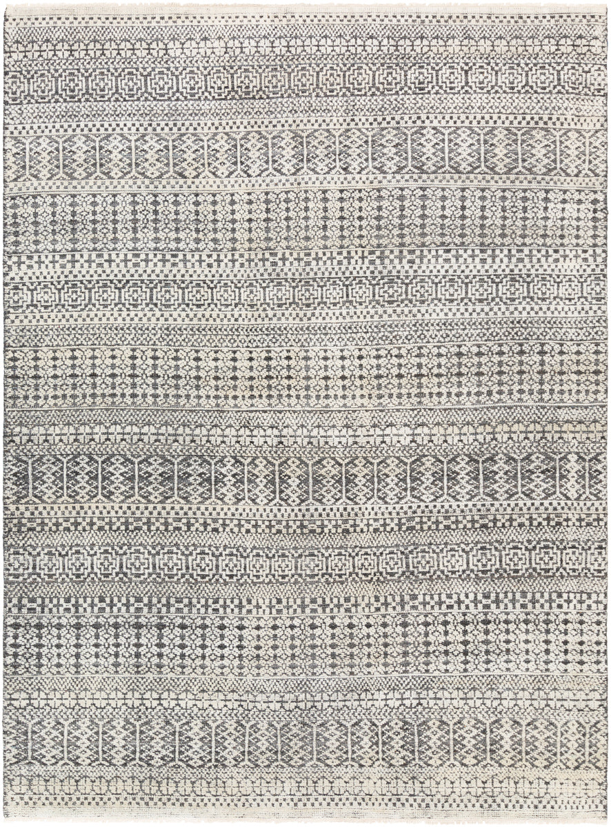Nobility NBI-2308 6' x 9' Handmade Rug NBI2308-69  Dusty Sage, Oatmeal, Light Gray, Charcoal, Black, Medium Gray Surya