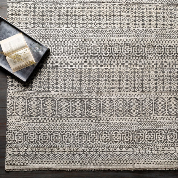 Surya Nobility Hand Knotted Wool Blend Bohemian Area Rug with Fringe for Entryway or Bath NBI2308-23