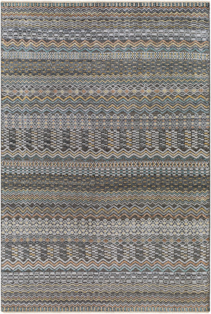 Nobility NBI-2312 6' x 9' Handmade Rug NBI2312-69  Charcoal, Light Gray, Wheat, Peach, Ice Blue Surya