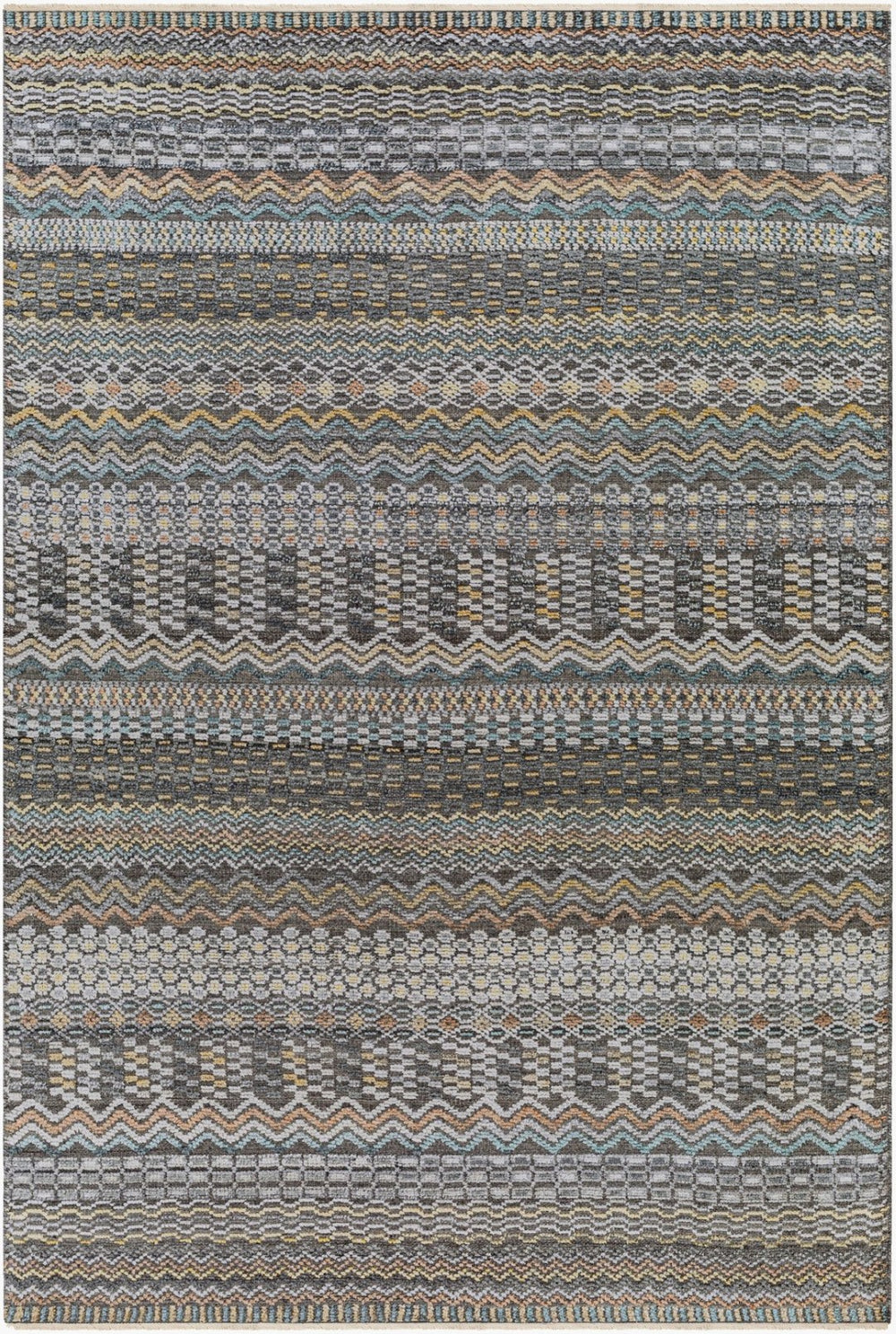 Surya Nobility Hand Knotted Wool Viscose Bohemian Area Rug with Fringe for Entryway NBI2312-23