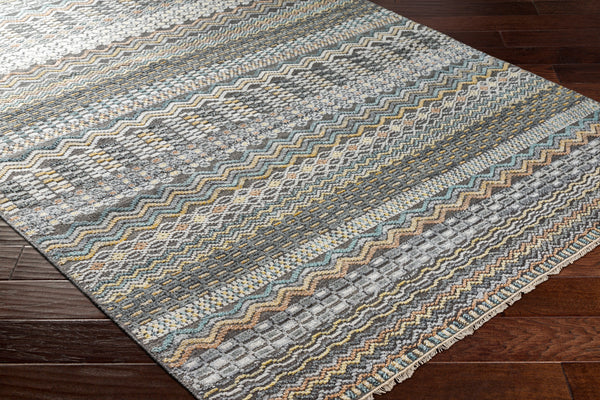 Nobility NBI-2312 8' x 10' Handmade Rug NBI2312-810  Charcoal, Light Gray, Wheat, Peach, Ice Blue Surya