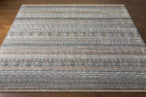 Nobility NBI-2312 8' x 10' Handmade Rug NBI2312-810  Charcoal, Light Gray, Wheat, Peach, Ice Blue Surya