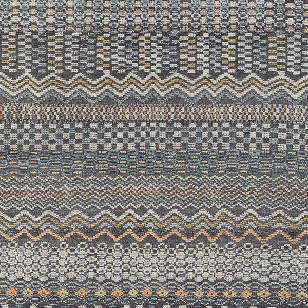 Nobility NBI-2312 8' x 10' Handmade Rug NBI2312-810  Charcoal, Light Gray, Wheat, Peach, Ice Blue Surya