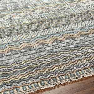 Nobility NBI-2312 8' x 10' Handmade Rug NBI2312-810  Charcoal, Light Gray, Wheat, Peach, Ice Blue Surya
