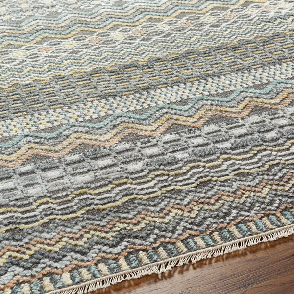 Nobility NBI-2312 8' x 10' Handmade Rug NBI2312-810  Charcoal, Light Gray, Wheat, Peach, Ice Blue Surya