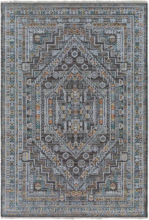 Nobility NBI-2315 6' x 9' Handmade Rug NBI2315-69  Charcoal, Light Gray, Wheat, Peach, Ice Blue Surya