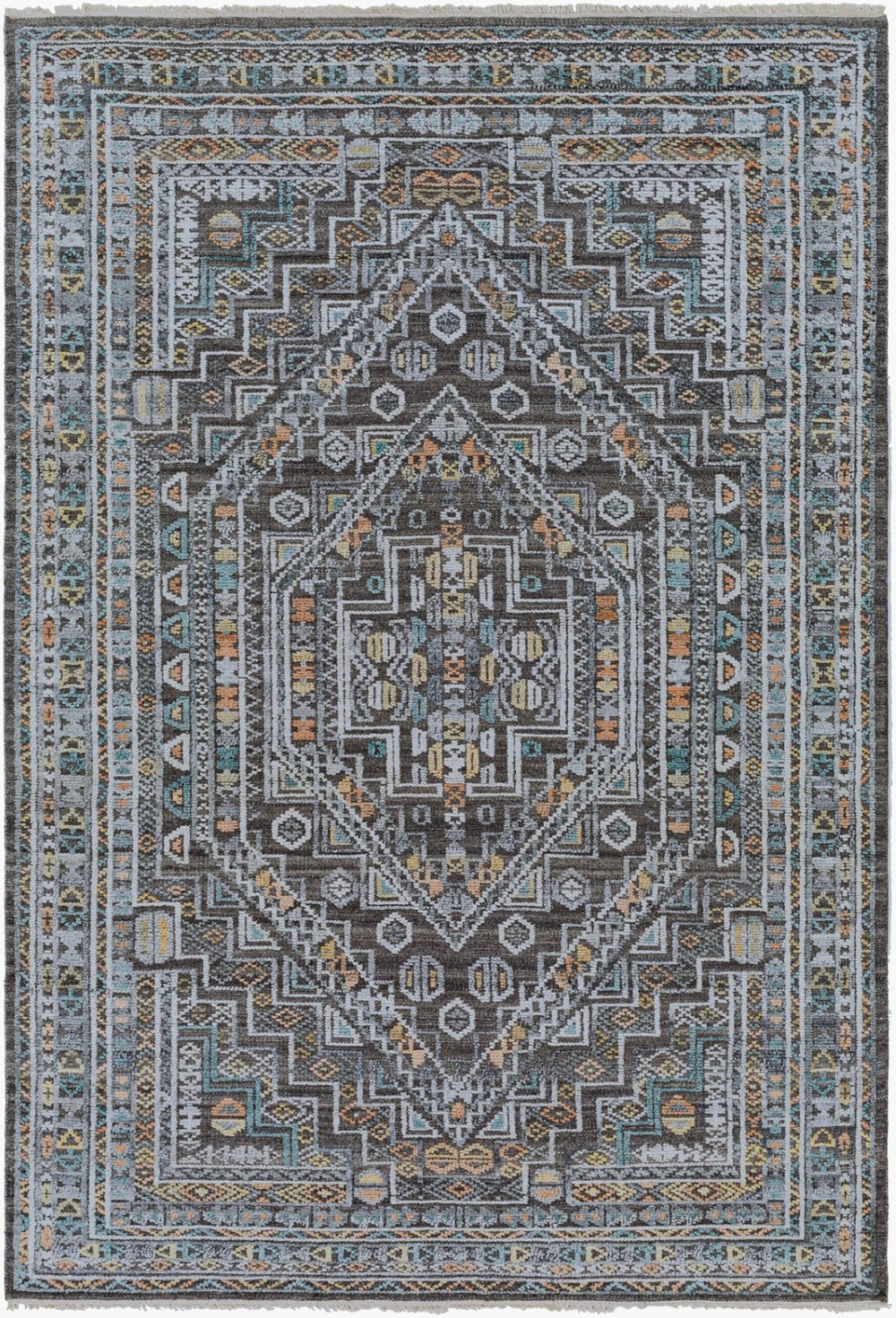 Surya Nobility Hand Knotted Wool Viscose Accent Rug with Fringe for Entryway or Bedroom NBI2315-23