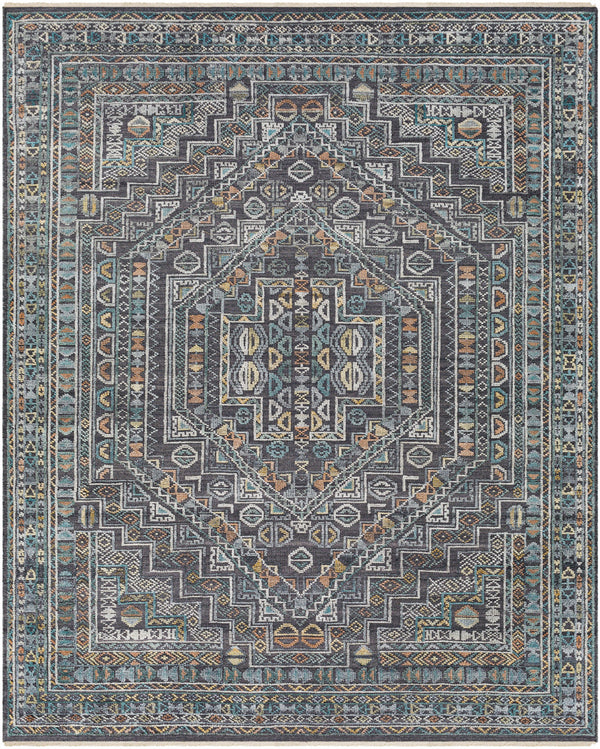Nobility NBI-2315 8' x 10' Handmade Rug NBI2315-810  Charcoal, Light Gray, Wheat, Peach, Ice Blue Surya