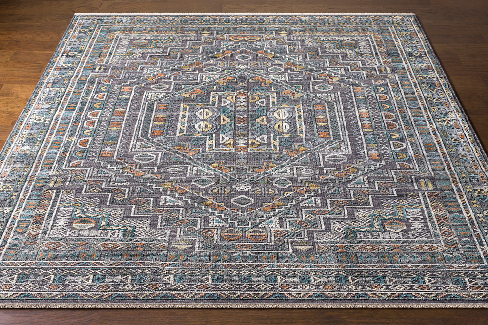 Nobility NBI-2315 6' x 9' Handmade Rug NBI2315-69  Charcoal, Light Gray, Wheat, Peach, Ice Blue Surya