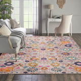 Nourison Passion PSN01 Machine Made Power-loomed No Border Indoor Only Bohemian Transitional Rug Silver, Pink and Grey 100% Polypropylene 99446387974