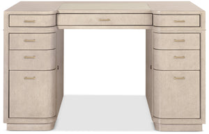Hooker Furniture Marlowe Executive Writing Desk with Leather Surface Nine Drawers and Oak Veneer Finish 26.25L x 50.25W x 30.00H 6420-10458-80