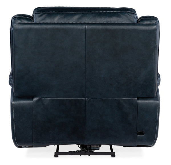 Hooker Furniture Montel Power Recliner In Cosmos Cobalt Leather With Lay‑Flat, Adjustable Headrest, Lumbar, Usb Dark Blue SS705-PHL1-047