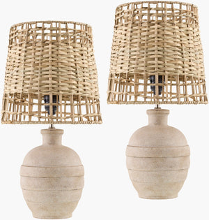 Livabliss Nightbloom Ceramic Base Table Lamp with Seagrass Shade for Warm Ambient Glow NBM001-SET
